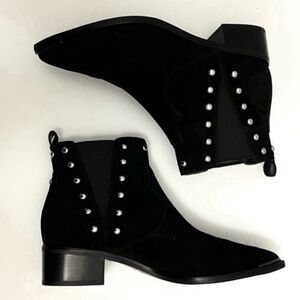 New Marc Fisher Ltd Black Suede Leather Yente Chelsea Boot Ankle Studded Size 7